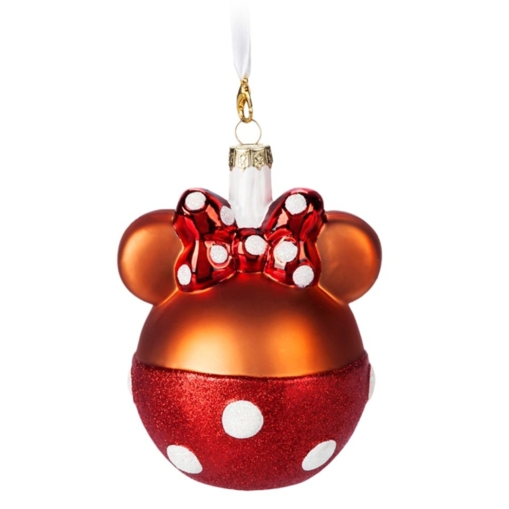 DisneyParks Minnie Mouse Apple Figure Sketchbook Ornament - Blown Glass NWT